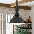 Load image into Gallery viewer, Farmhouze Light-French Vintage 1-Light Weathered Metal Dome Kitchen Pendant-Pendant-Black-
