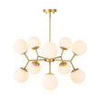 Load image into Gallery viewer, Farmhouze Light - Frosted Glass Bubble Branching Round Sputnik Chandelier - Chandelier - Brass - 
