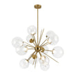 Load image into Gallery viewer, Farmhouze Light - Glam 12 - Light LED Glass Bubble Dimmable Round Sputnik Chandelier - Chandelier - Brass - 
