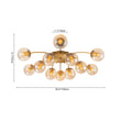 Load image into Gallery viewer, Farmhouze Light - Glam 12 - Light Round Sputnik Glass Globe Bubble Semi Flush - Chandelier - Amber Glass - 
