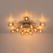 Load image into Gallery viewer, Farmhouze Light - Glam 12 - Light Round Sputnik Glass Globe Bubble Semi Flush - Chandelier - Amber Glass - 

