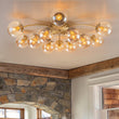 Load image into Gallery viewer, Farmhouze Light - Glam 12 - Light Round Sputnik Glass Globe Bubble Semi Flush - Chandelier - Amber Glass - 
