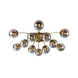 Load image into Gallery viewer, Farmhouze Light - Glam 12 - Light Round Sputnik Glass Globe Bubble Semi Flush - Chandelier - Amber Glass - 
