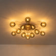 Load image into Gallery viewer, Farmhouze Light-Glam 12-Light Round Sputnik Glass Globe Bubble Semi Flush-Chandelier-Moss Green Glass-
