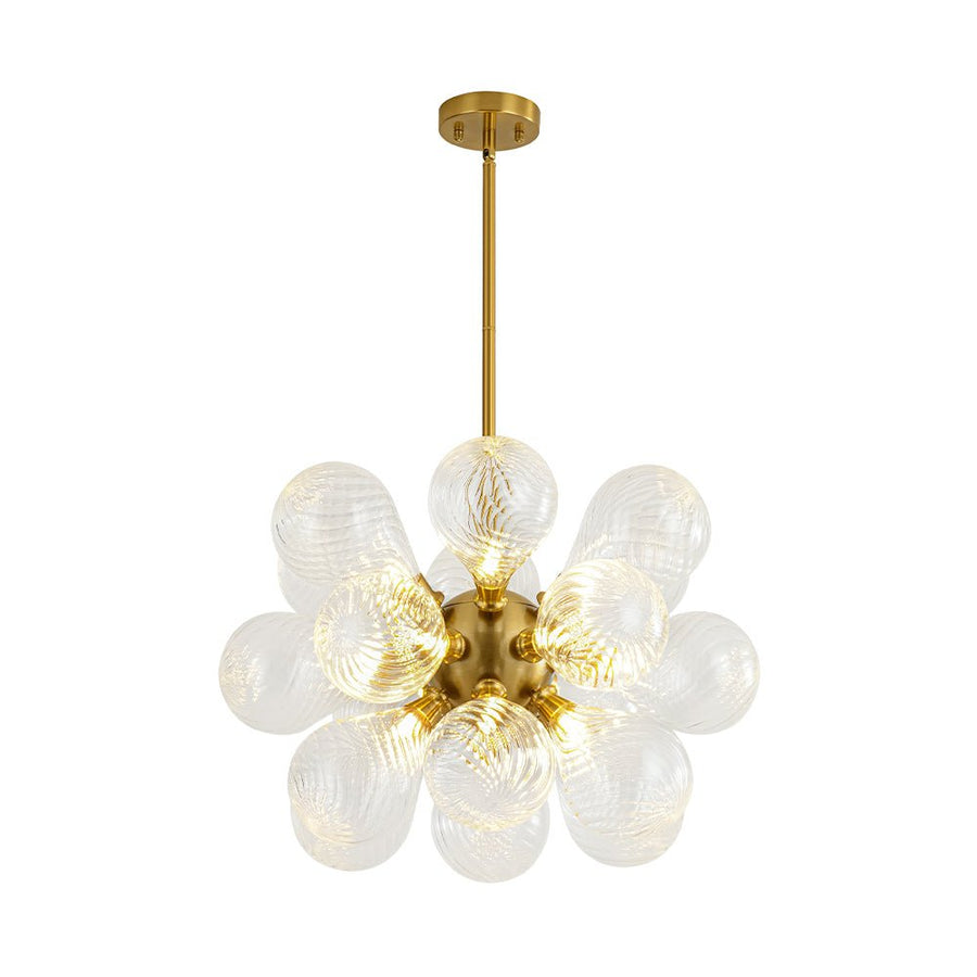 Farmhouze Light - Glam 18 - Light Balloon Cluster Blue Glass Globe Chandelier - Chandelier - Clear Swirled - 