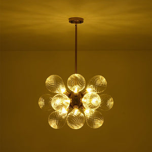 Farmhouze Light - Glam 18 - Light Balloon Cluster Blue Glass Globe Chandelier - Chandelier - Clear Swirled - 