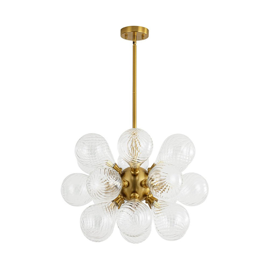 Farmhouze Light - Glam 18 - Light Balloon Cluster Blue Glass Globe Chandelier - Chandelier - Frosted White - 