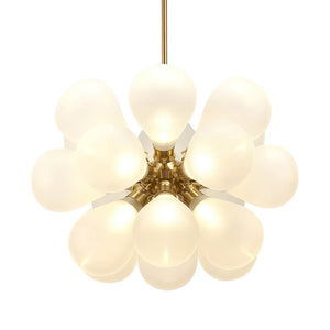 Farmhouze Light - Glam 18 - Light Balloon Cluster Blue Glass Globe Chandelier - Chandelier - Frosted White - 