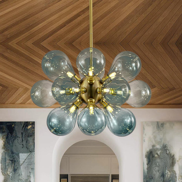 Farmhouze Light - Glam 18 - Light Balloon Cluster Blue Glass Globe Chandelier - Chandelier - Gradual Blue - 