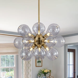 Farmhouze Light - Glam 18 - Light Balloon Cluster Blue Glass Globe Chandelier - Chandelier - Purple Grayish - 