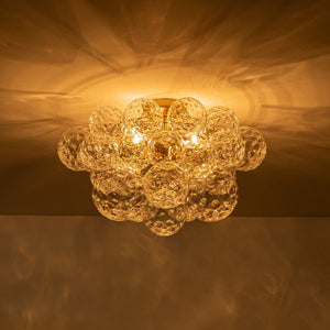 Farmhouze Light - Glam 3 - Light Water Glass Globe Bubble Flush Mount Chandelier - Chandelier - Brass - 