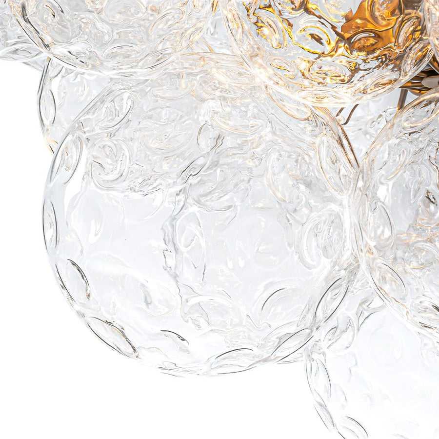 Farmhouze Light - Glam 3 - Light Water Glass Globe Bubble Flush Mount Chandelier - Chandelier - Brass - 