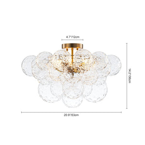 Farmhouze Light - Glam 3 - Light Water Glass Globe Bubble Flush Mount Chandelier - Chandelier - Brass - 