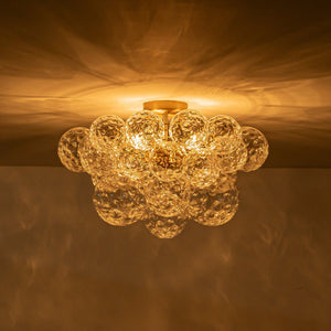 Farmhouze Light - Glam 3 - Light Water Glass Globe Bubble Flush Mount Chandelier - Chandelier - Brass - 