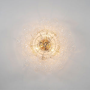Farmhouze Light - Glam 3 - Light Water Glass Globe Bubble Flush Mount Chandelier - Chandelier - Brass - 