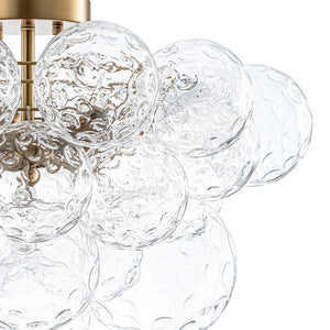 Farmhouze Light - Glam 3 - Light Water Glass Globe Bubble Flush Mount Chandelier - Chandelier - Brass - 