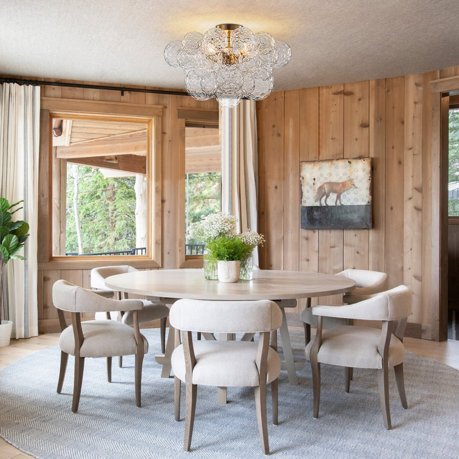 Farmhouze Light - Glam 3 - Light Water Glass Globe Bubble Flush Mount Chandelier - Chandelier - Brass - 