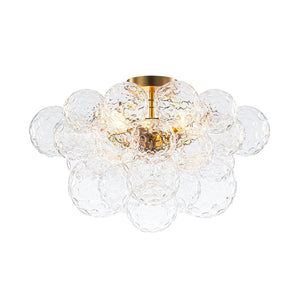 Farmhouze Light - Glam 3 - Light Water Glass Globe Bubble Flush Mount Chandelier - Chandelier - Brass - 