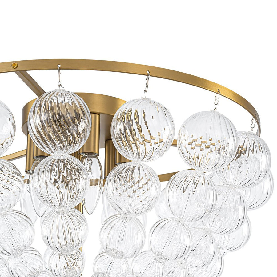 Farmhouze Light - Glam 6 - Light Cascading Swirled Glass Bubble Semi Flush - Ceiling Light - Brass - 