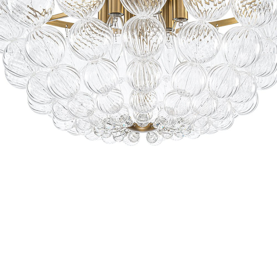 Farmhouze Light - Glam 6 - Light Cascading Swirled Glass Bubble Semi Flush - Ceiling Light - Brass - 