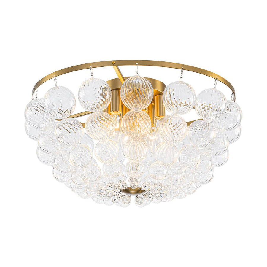 Farmhouze Light - Glam 6 - Light Cascading Swirled Glass Bubble Semi Flush - Ceiling Light - Brass - 