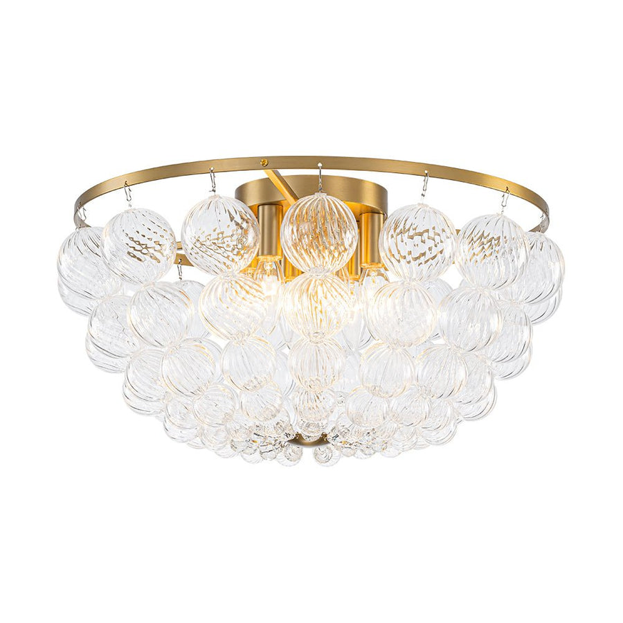 Farmhouze Light - Glam 6 - Light Cascading Swirled Glass Bubble Semi Flush - Ceiling Light - Brass - 