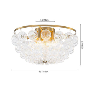 Farmhouze Light - Glam 6 - Light Cascading Swirled Glass Bubble Semi Flush - Ceiling Light - Brass - 