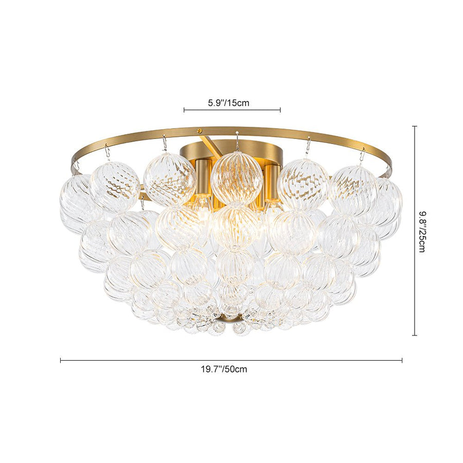 Farmhouze Light - Glam 6 - Light Cascading Swirled Glass Bubble Semi Flush - Ceiling Light - Brass - 