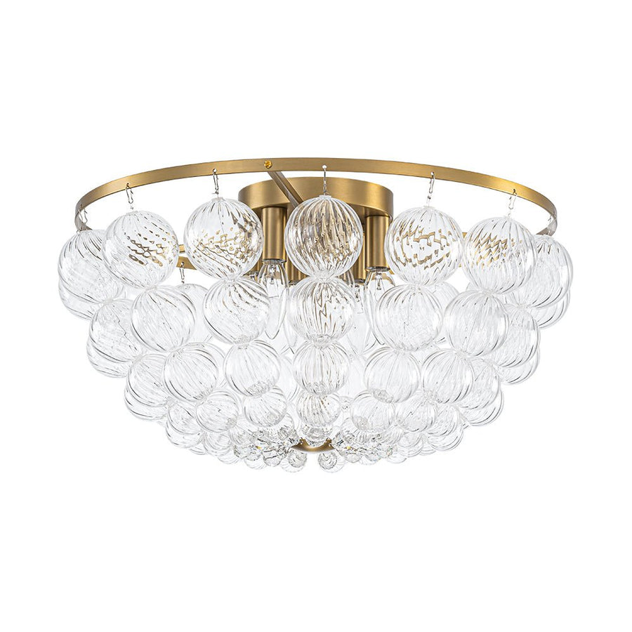 Farmhouze Light - Glam 6 - Light Cascading Swirled Glass Bubble Semi Flush - Ceiling Light - Brass - 