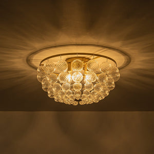 Farmhouze Light - Glam 6 - Light Cascading Swirled Glass Bubble Semi Flush - Ceiling Light - Brass - 