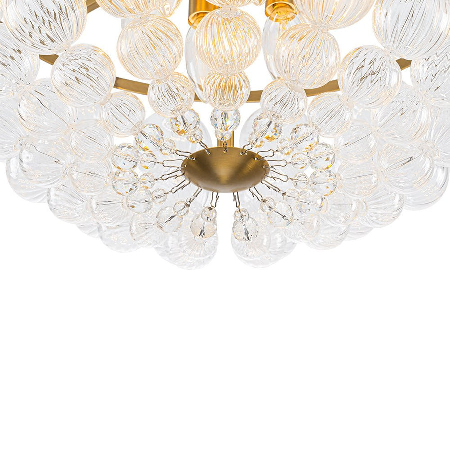 Farmhouze Light - Glam 6 - Light Cascading Swirled Glass Bubble Semi Flush - Ceiling Light - Brass - 