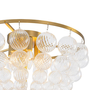 Farmhouze Light - Glam 6 - Light Cascading Swirled Glass Bubble Semi Flush - Ceiling Light - Brass - 