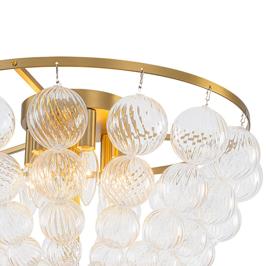 Farmhouze Light - Glam 6 - Light Cascading Swirled Glass Bubble Semi Flush - Ceiling Light - Brass - 