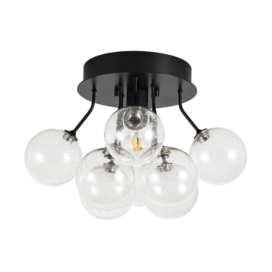 Farmhouze Light - Glam Clear Seeded Glass Bubble Sputnik Ceiling Light - Ceiling Light - Black - 