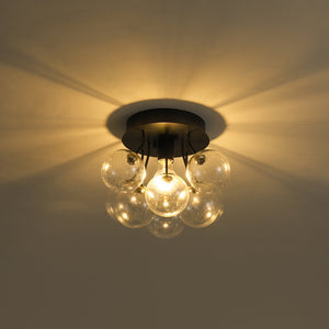 Farmhouze Light - Glam Clear Seeded Glass Bubble Sputnik Ceiling Light - Ceiling Light - Black - 