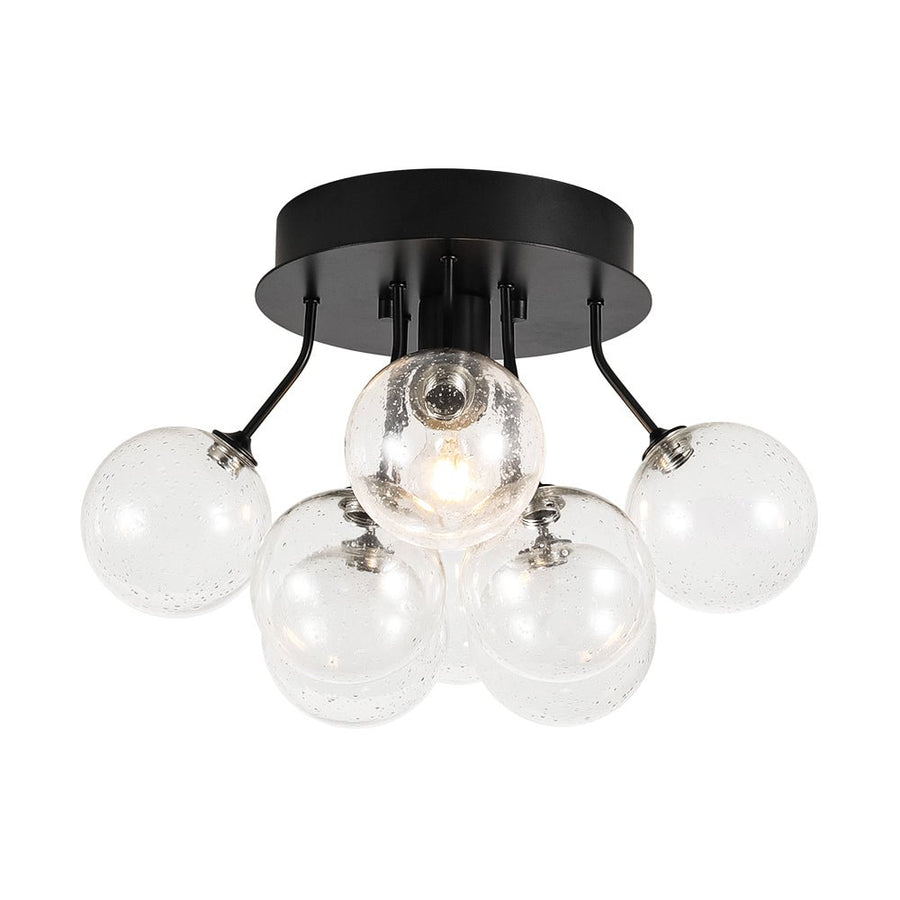 Farmhouze Light - Glam Clear Seeded Glass Bubble Sputnik Ceiling Light - Ceiling Light - Black - 