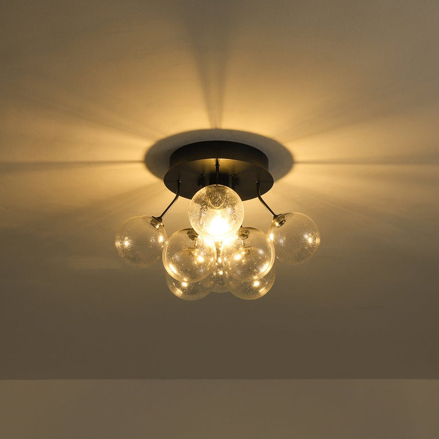 Farmhouze Light - Glam Clear Seeded Glass Bubble Sputnik Ceiling Light - Ceiling Light - Black - 