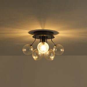 Farmhouze Light - Glam Clear Seeded Glass Bubble Sputnik Ceiling Light - Ceiling Light - Black - 