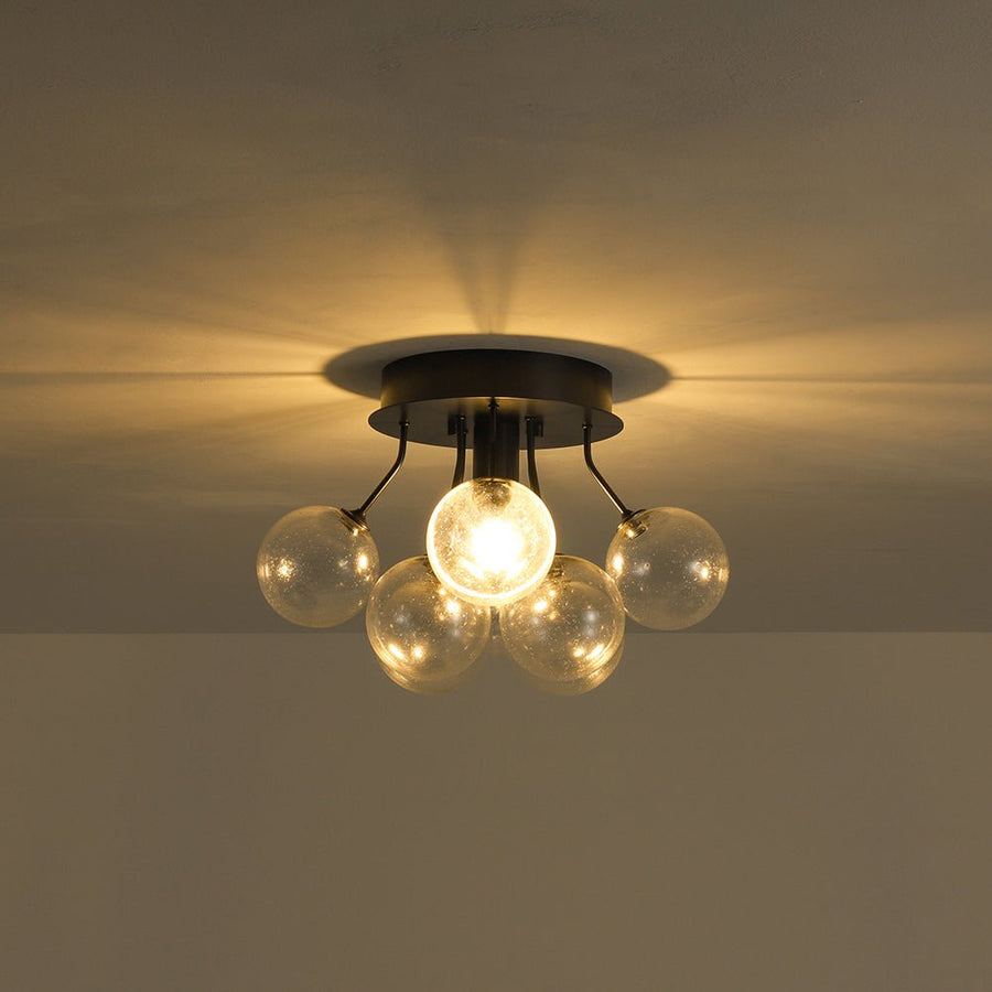 Farmhouze Light - Glam Clear Seeded Glass Bubble Sputnik Ceiling Light - Ceiling Light - Black - 