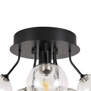 Farmhouze Light - Glam Clear Seeded Glass Bubble Sputnik Ceiling Light - Ceiling Light - Black - 