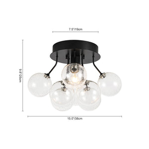 Farmhouze Light - Glam Clear Seeded Glass Bubble Sputnik Ceiling Light - Ceiling Light - Black - 