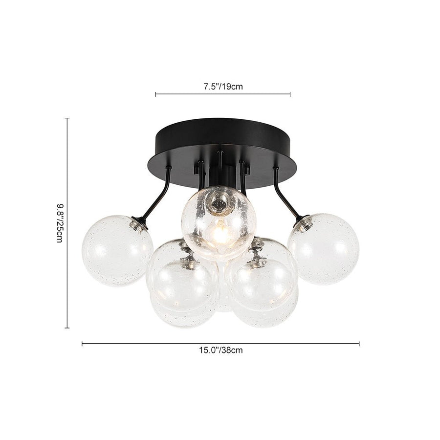 Farmhouze Light - Glam Clear Seeded Glass Bubble Sputnik Ceiling Light - Ceiling Light - Black - 