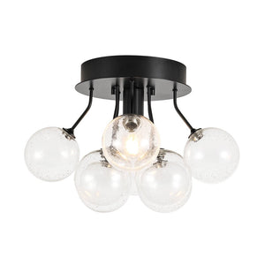 Farmhouze Light - Glam Clear Seeded Glass Bubble Sputnik Ceiling Light - Ceiling Light - Black - 