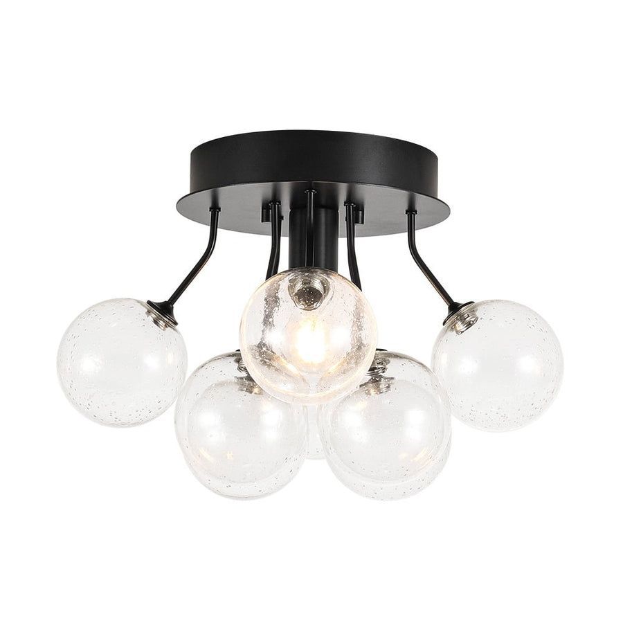 Farmhouze Light - Glam Clear Seeded Glass Bubble Sputnik Ceiling Light - Ceiling Light - Black - 