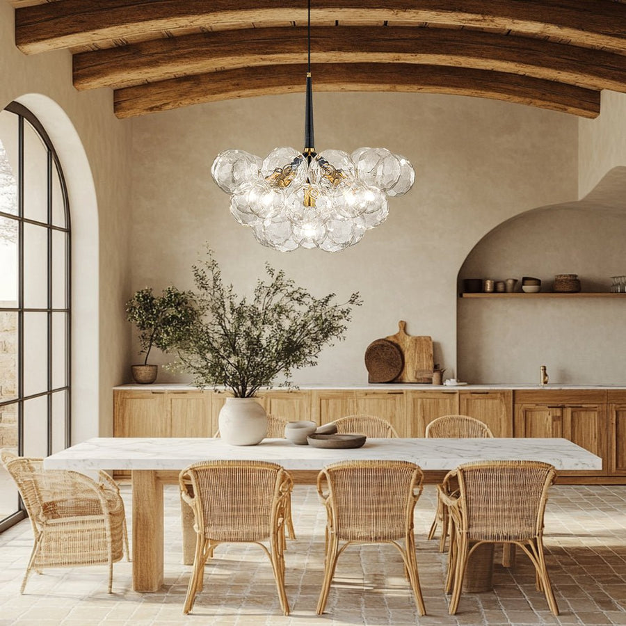 Farmhouze Light - Glam Cluster Geometric Faceted Glass Globe Chandelier - Chandelier - Black - 