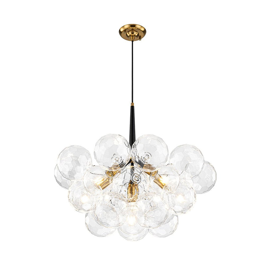 Farmhouze Light - Glam Cluster Geometric Faceted Glass Globe Chandelier - Chandelier - White - 