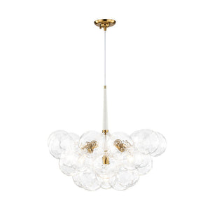 Farmhouze Light - Glam Cluster Geometric Faceted Glass Globe Chandelier - Chandelier - White - 