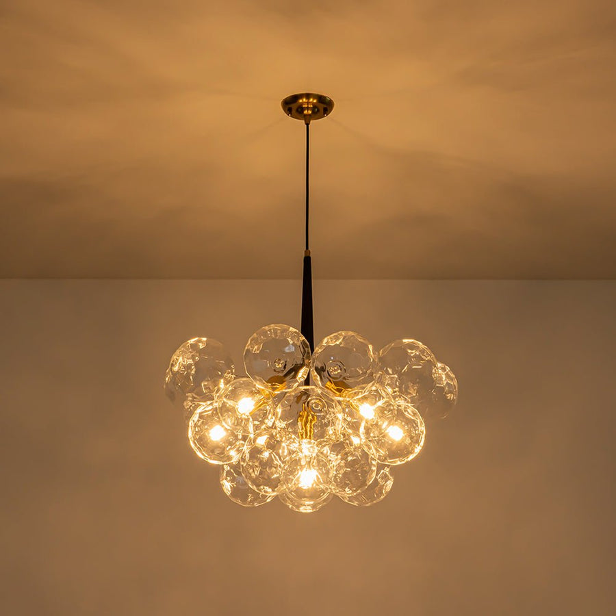 Farmhouze Light - Glam Cluster Geometric Faceted Glass Globe Chandelier - Chandelier - White - 