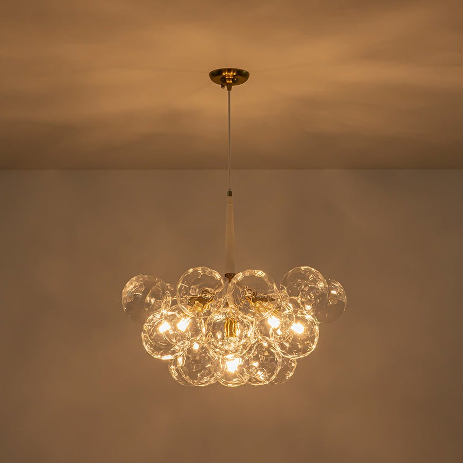 Farmhouze Light - Glam Cluster Geometric Faceted Glass Globe Chandelier - Chandelier - White - 