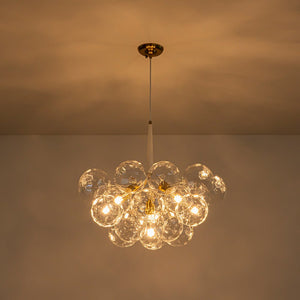 Farmhouze Light - Glam Cluster Geometric Faceted Glass Globe Chandelier - Chandelier - White - 